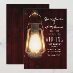 Invitación Luces de Linterna Rústicas Boda de Granero de Made