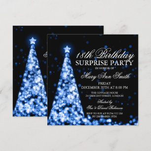 Invitación Luces de los Navidades de cumpleaños 18 de Blue Su