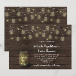 Invitación Luces de Luciérnagas en Frascos de Mason para Boda