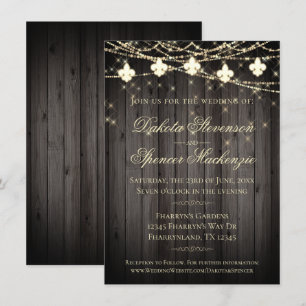 Invitación Luces de madera de Fleur de Lis   Boda ruso