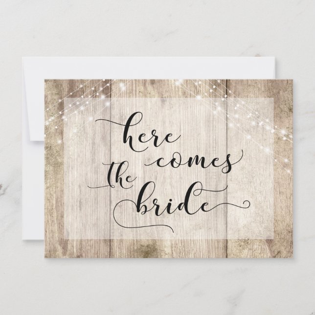 Invitación Luces de madera marrón en el Rótulo del perro de n (Anverso)