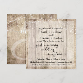 Invitación Luces de madera rústica para recepción de boda des