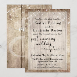 Invitación Luces de Madera Rústica para Recepción de Boda des