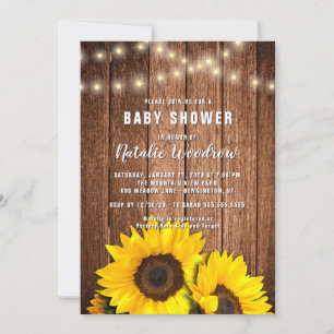 Invitación Luces de Madera Rústica Regalo de Sol para Baby Sh
