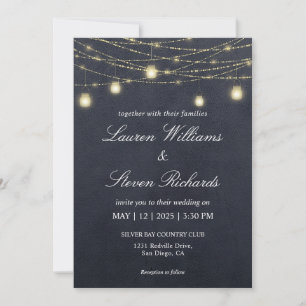 Invitación Luces de Mason Jar, un personalizado negro gris os