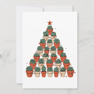 Invitación Luces de Navidad en forma de árbol de cactus sucul