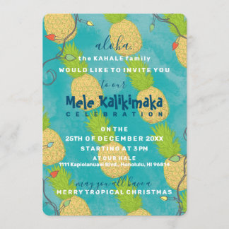 Invitación Luces de navidad tropicales hawaianas del océano