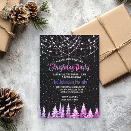Invitación Luces de Navidades de árboles rosas de moda