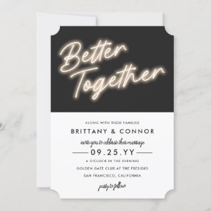 Invitación Luces de neón   Mejor Juntos   Boda moderno