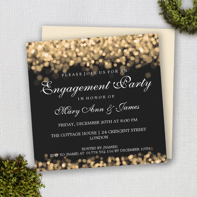 Invitación Luces de oro del partido de compromiso boda (Subido por el creador)