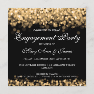 Invitación Luces de oro del partido de compromiso boda