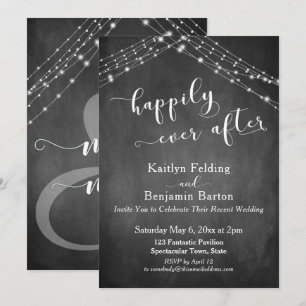 Invitación Luces de Pizarra Caligrafía Felices para Siempre