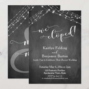Invitación Luces de Pizarra Caligrafía Moderna Nos Fugamos