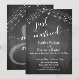 Invitación Luces de Pizarra Caligrafía Moderna Recién Casados