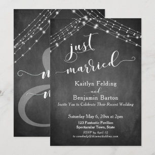 Invitación Luces de Pizarra Caligrafía Moderna Recién Casados