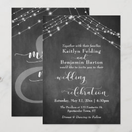 Invitación Luces de Pizarra Celebración de Boda Caligrafía