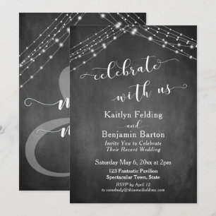 Invitación Luces de Pizarra Celebren con Nosotros Tipografía