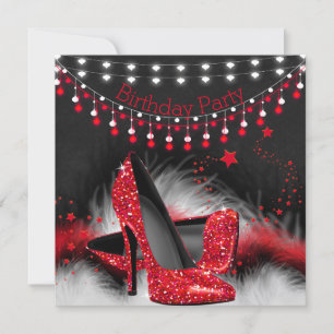 Invitación Luces de pizarra de cumpleaños de tacones altos de