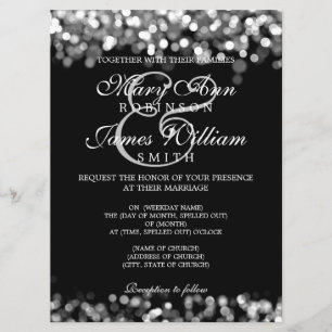 Invitación Luces de plata de boda elegante