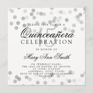 Invitación Luces de Purpurina de Relieve metalizado plateado 