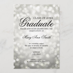 Invitación Luces de Purpurina del partido de graduación elega