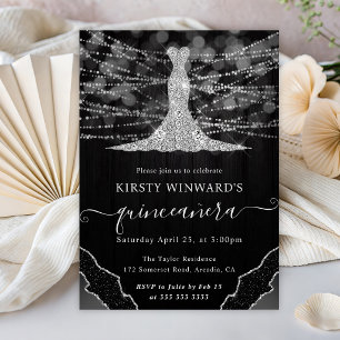Invitación Luces de Quinceañera de Vestido de Diamante y Cade
