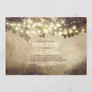 Invitación luces de rama de árbol de naturaleza rústica ducha