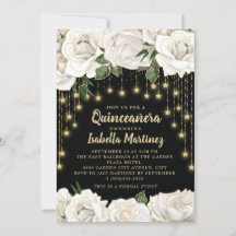 Luces de rosas blancas con hilo dorado y estrella 