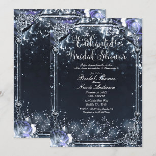 Invitación Luces de Rosas de Destellos Plateados Purpura para