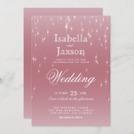 Invitación Luces de Rubor Rosa Gold Star