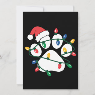 Invitación Luces de sombrero de Santa con estampa de pata de 