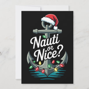 Invitación Luces de sombrero de Santa de ancla de Navidad tra