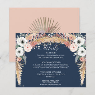 Invitación Luces de tortuga de grano Rubor Floral Pampas