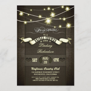 Invitación luces de trineo rústico burlap ducha de novia