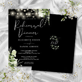 Invitación Luces de Vegetación Cena de Ensayo en Blanco y Neg