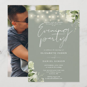 Invitación Luces de Vegetación de Salvia Foto Boda Fiesta Noc