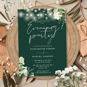 Invitación Luces de Vegetación Esmeralda para Boda Noche Fies