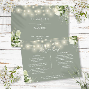 Invitación Luces de Vegetación Sage Detalles de la Boda Infor