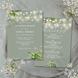 Invitación Luces De Vegetación Todo En Uno Verde Salvia Boda