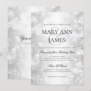 Invitación Luces de verano plateado de renovación de Boda