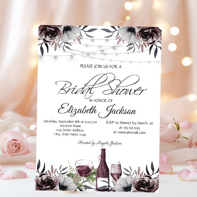 Invitación Luces de vidrio de botella de vino rosas ducha de  (Subido por el creador)