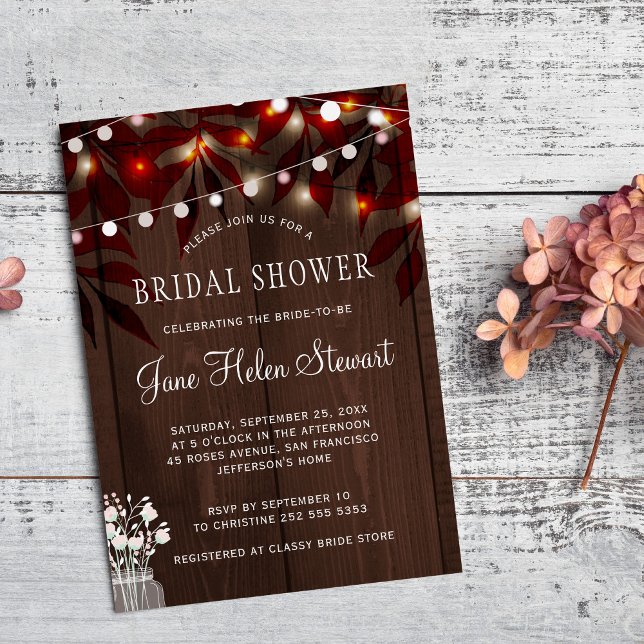 Invitación Luces de viento de otoño rústico hojas de novia (Subido por el creador)