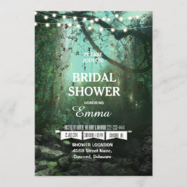 Invitación Luces del Bosque Encantado Baño Nupcial Rústico