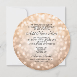 Invitación Luces del Purpurina de cobre Bat Mitzvah