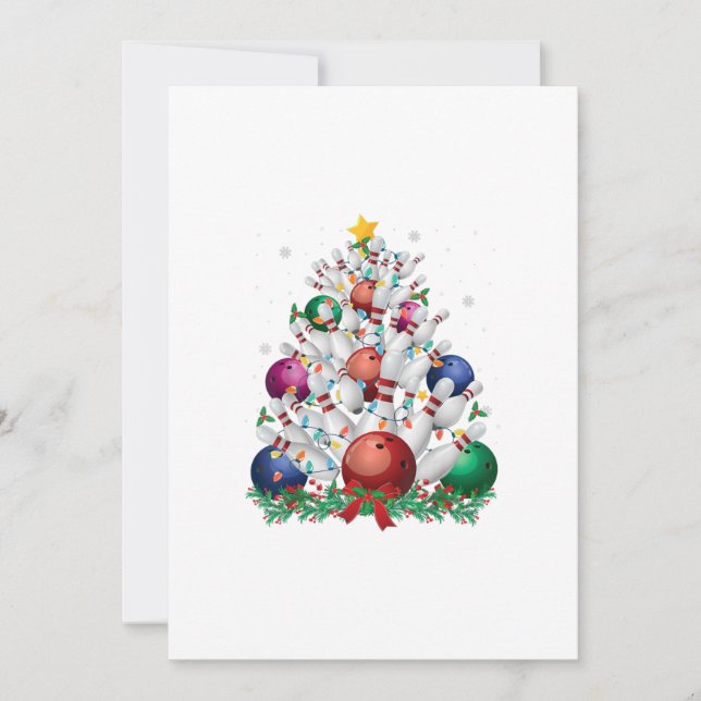 Invitación luces divertidas de árbol de Navidad de bolos xmas (Anverso)