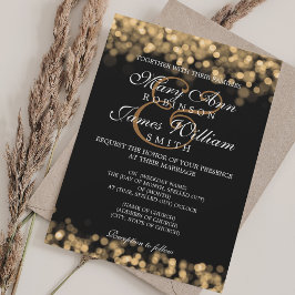 Invitación Luces Doradas de Boda Elegante