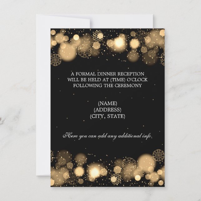 Invitación Luces doradas de recepción de boda de invierno (Anverso)