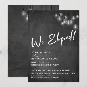 Invitación Luces Edison Pizarra Moderna Nos Fugamos