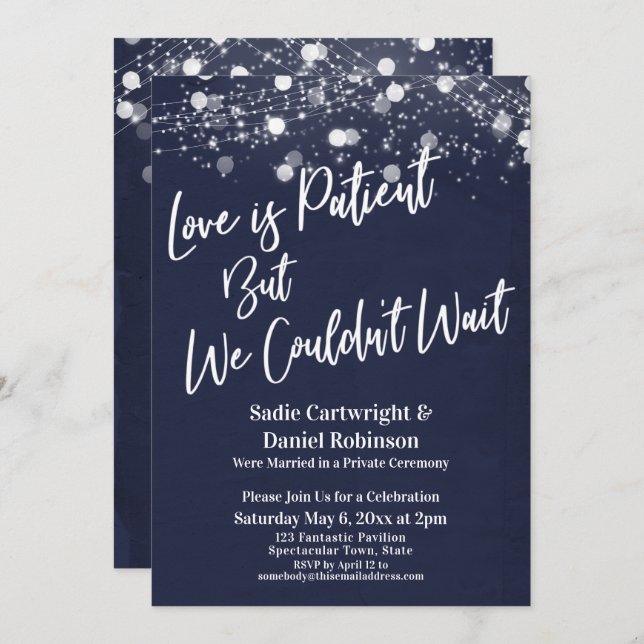 Invitación Luces El amor texturizado es paciente Recepción de (Anverso / Reverso)