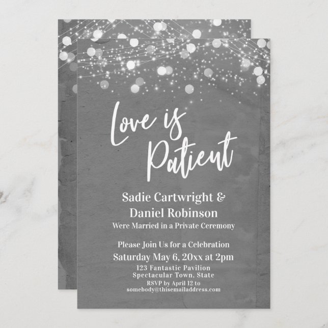 Invitación Luces El amor texturizado es paciente Recepción gr (Anverso / Reverso)